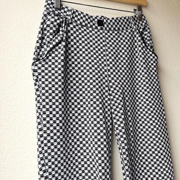 Betabrand Catstooth Chino Herringbone Pants High Waist Black White Cat Sz SL - Picture 7 of 16